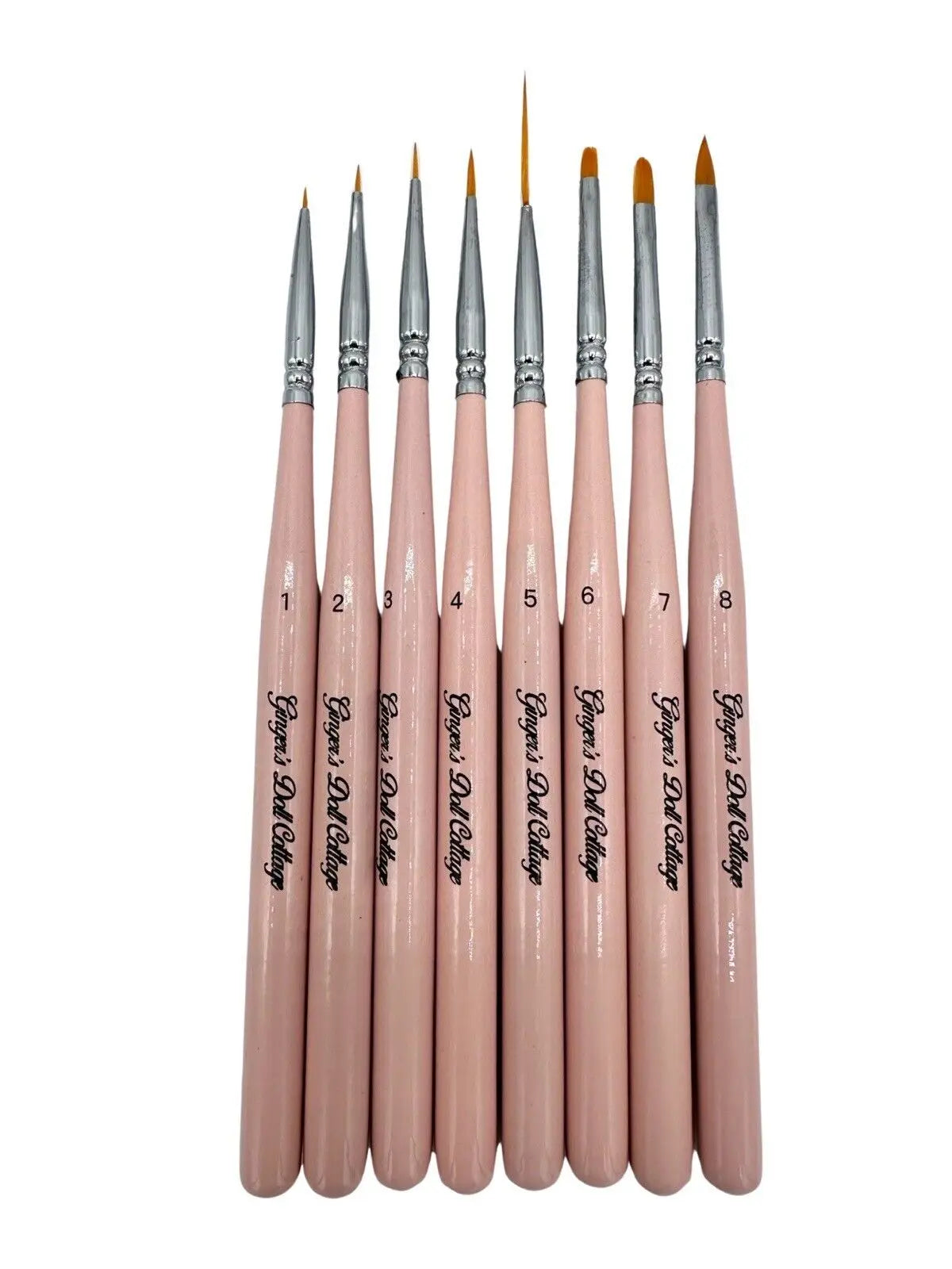 Set Of 8 Custom Pink Mini Paint Brushes For Doll Repaints, OOAK, Restoration