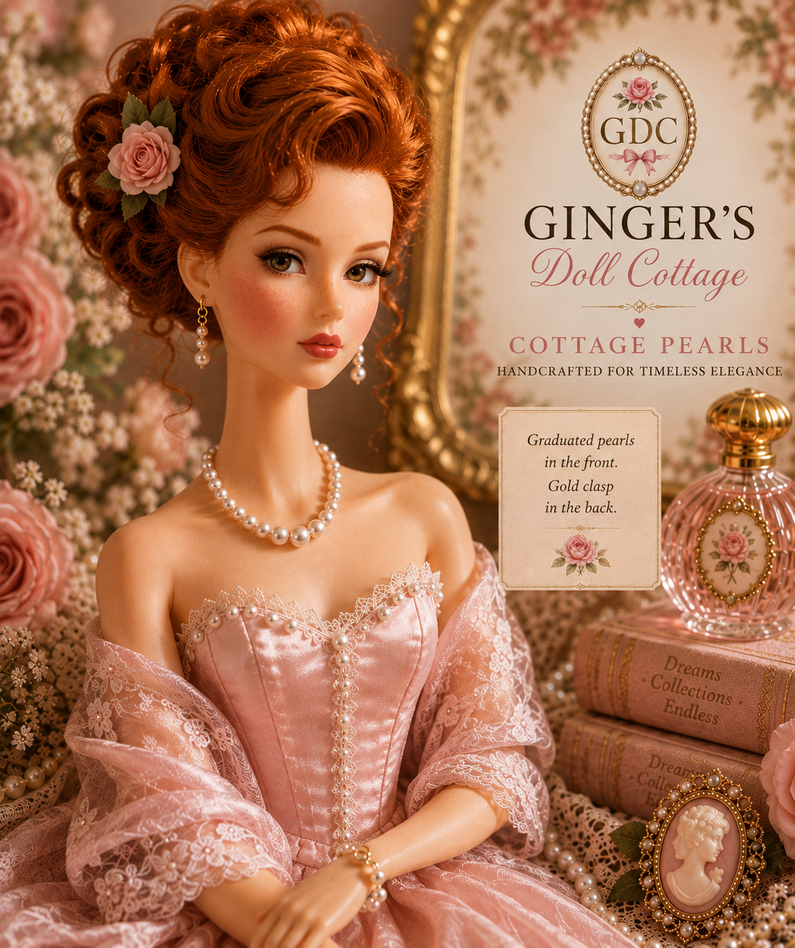 Cottage Pearls - Handcrafted Japanese Pearl 18k Necklace for Vintage Barbie Dolls