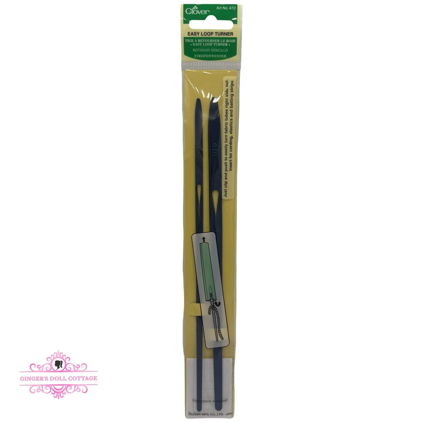 Clover Easy Loop Turner, for fabric tubes, cording, elastic Ginger's Doll Cottage