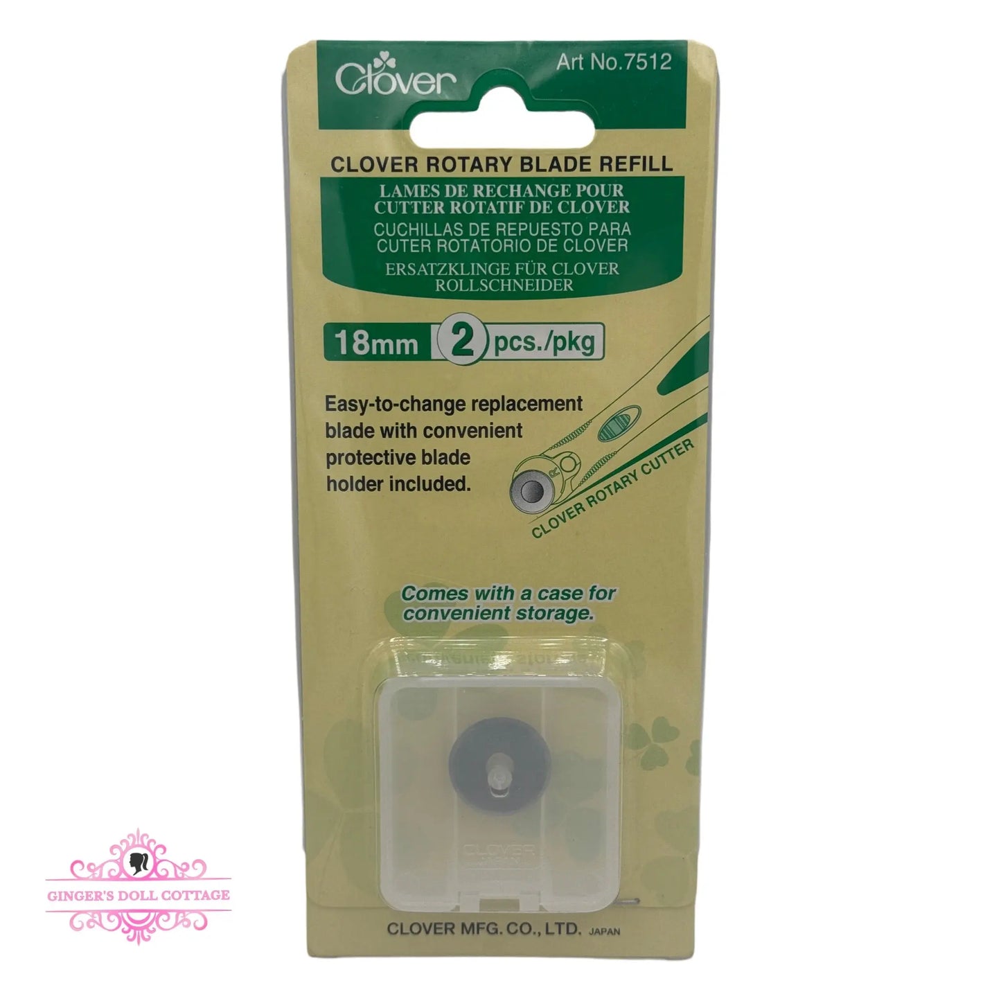 Clover 18mm Rotary Blade Refill, 2 pack Ginger's Doll Cottage
