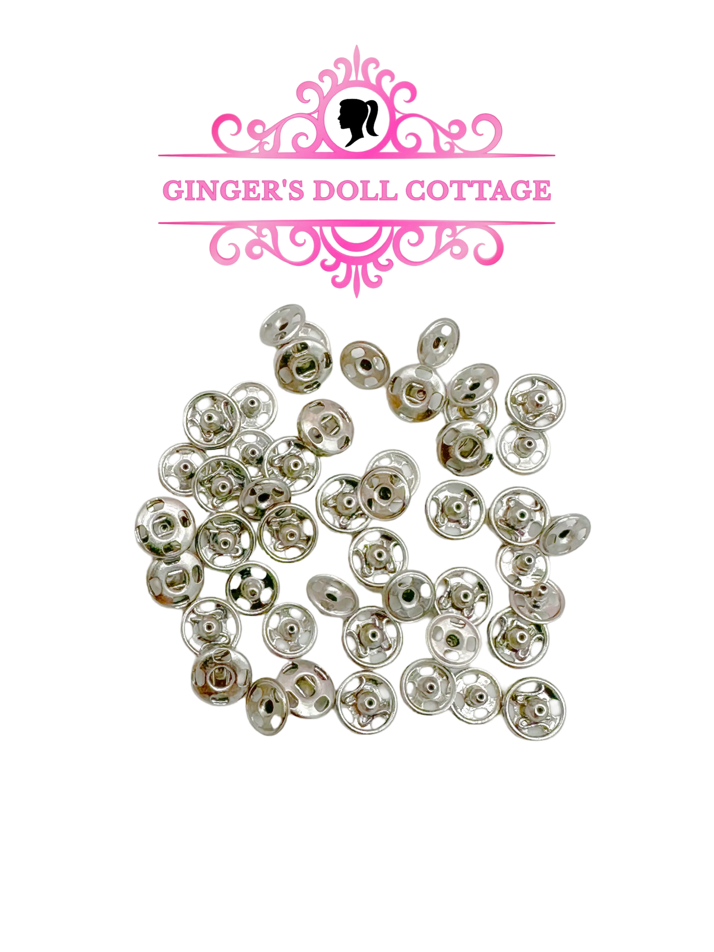 25 SETS Tiny Round Sewing Snaps Silver For Doll Clothes Making 4/0, 4mm, 0000 Ginger's Doll Cottage