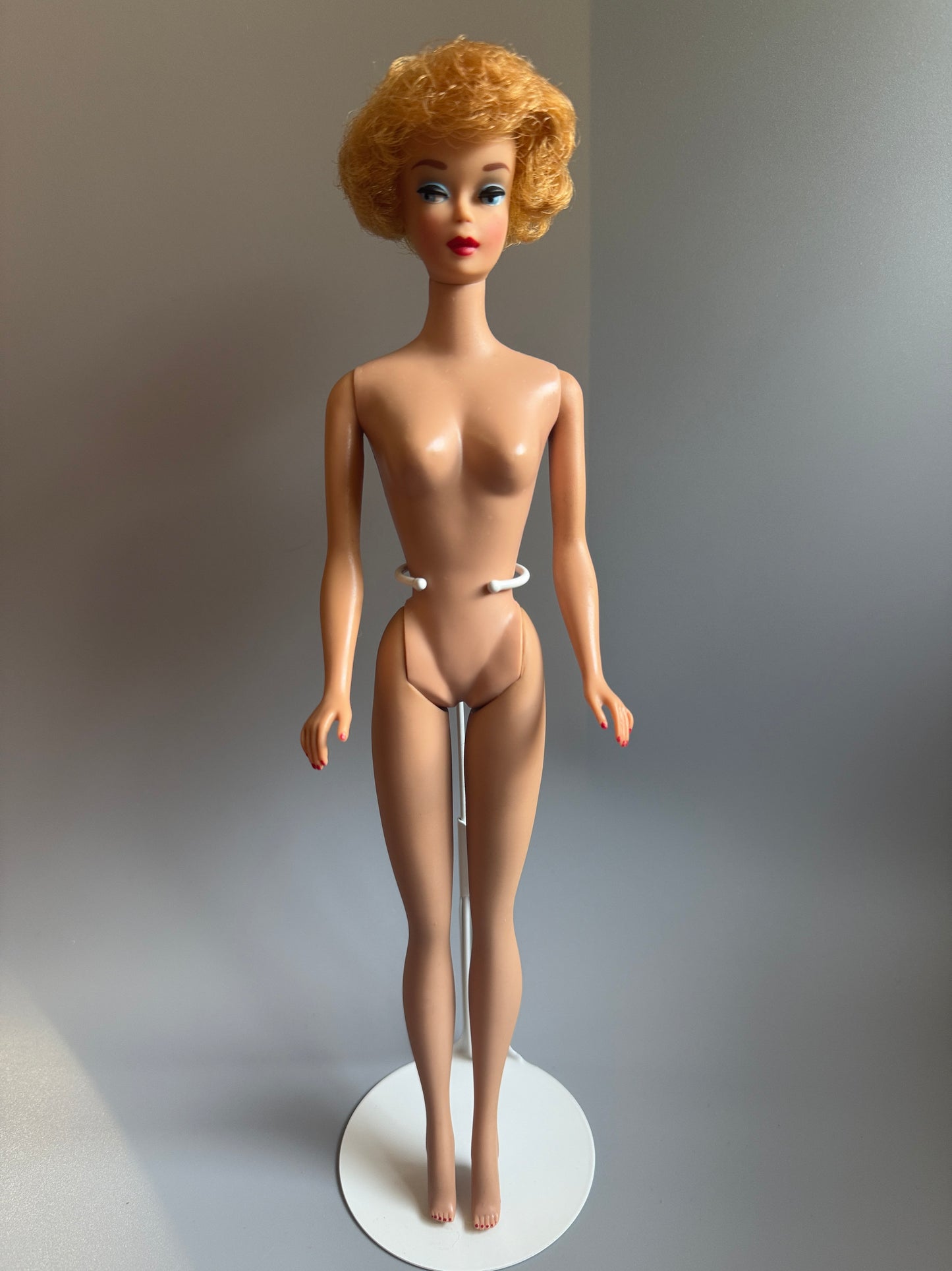 Vintage First Issue Bubblecut Barbie – Restored & Styled in Pak Sheath-Inspired Ensemble