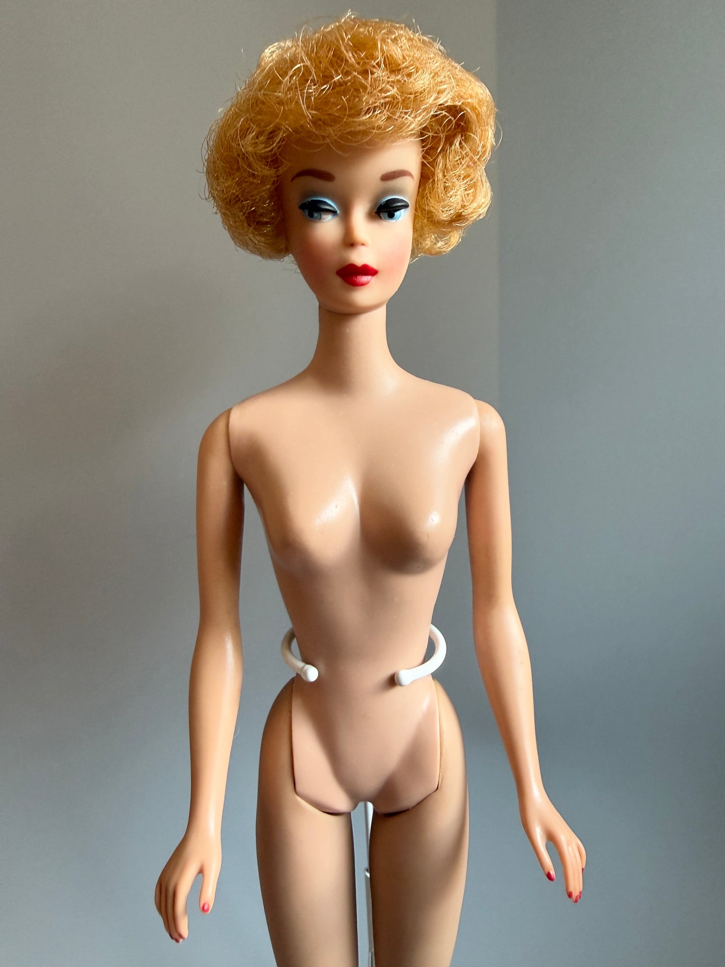 Vintage First Issue Bubblecut Barbie – Restored & Styled in Pak Sheath-Inspired Ensemble