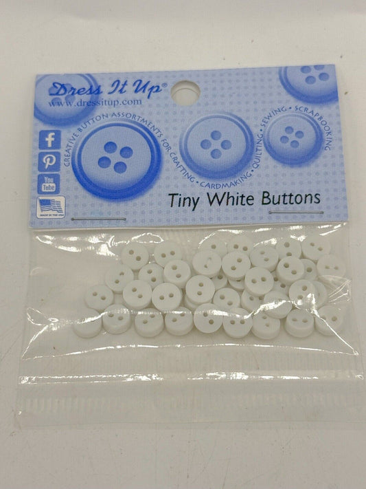 25 Pc. Small Doll Clothes Sewing Buttons, Dress It Up, 7mm, Tiny Round White