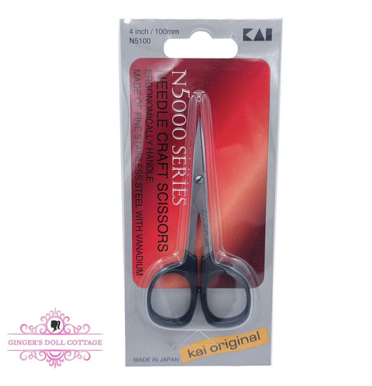 KAI N5100 4" FINE POINT STRAIGHT SCISSORS FOR DOLL CLOTHES, EMBROIDERY, CRAFTS