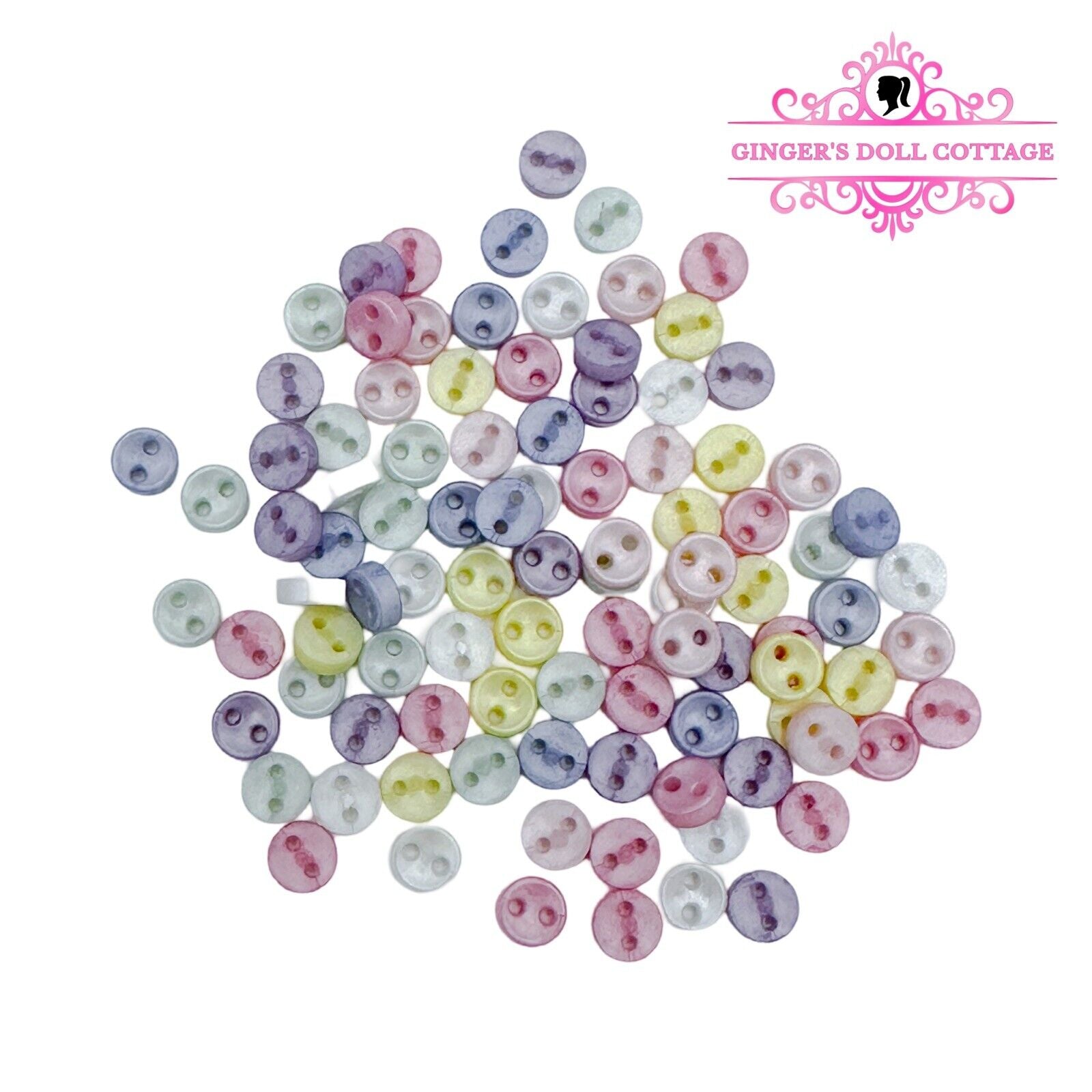 Pack Of 100 Tiny Buttons For Sewing Doll Clothes Assorted Pastel Pearl 5mm