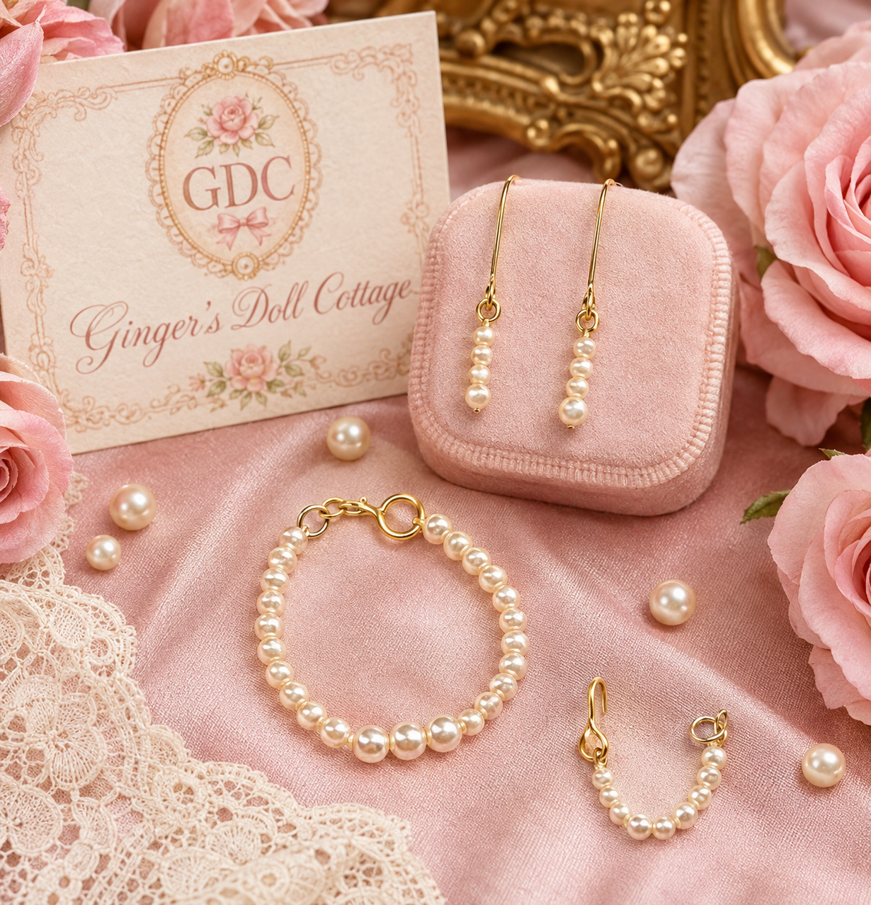 Cottage Pearls - Handcrafted Japanese Pearl 18k Necklace for Vintage Barbie Dolls