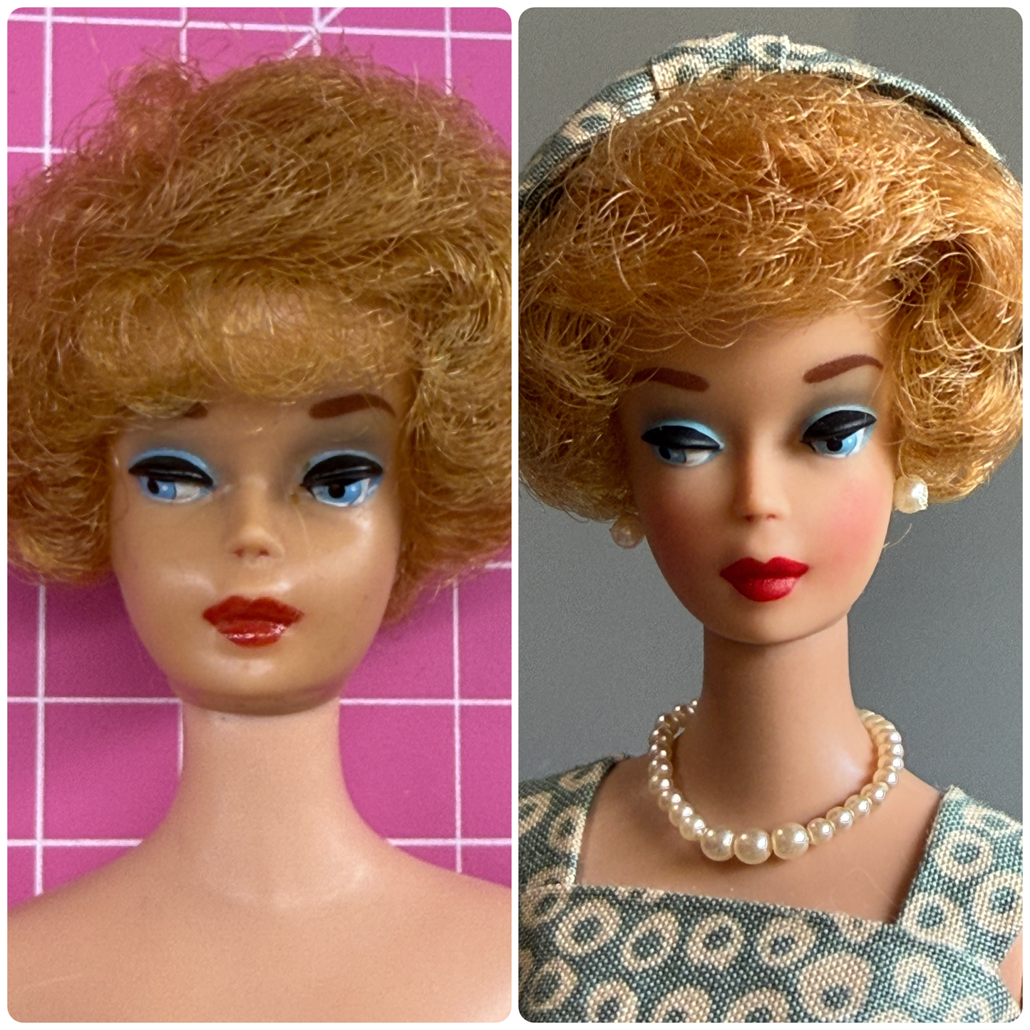 Vintage First Issue Bubblecut Barbie – Restored & Styled in Pak Sheath-Inspired Ensemble