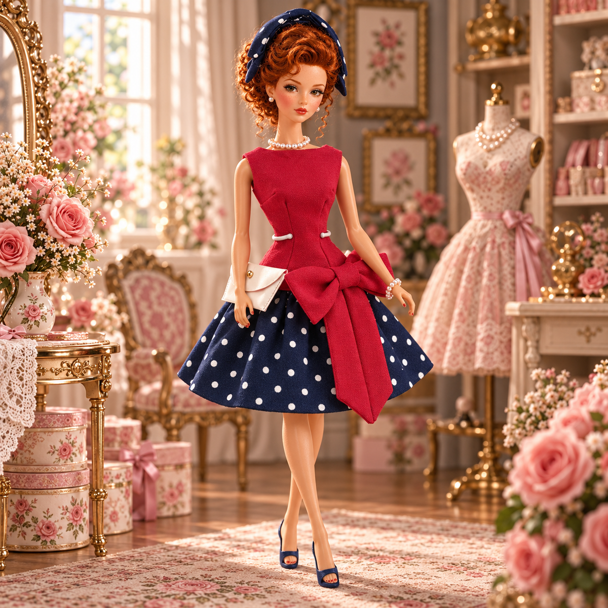 Best Bow at the Cottage – Handmade Vintage Inspired Outfit Set for Barbie