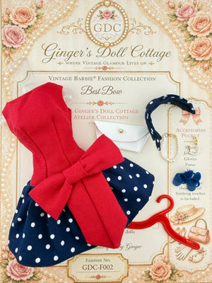 Best Bow at the Cottage – Handmade Vintage Inspired Outfit Set for Barbie