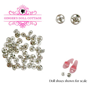 25 Sets Round Tiny Sewing Snaps Silver for Doll Clothes Making 4/0, 4 mm, 0000