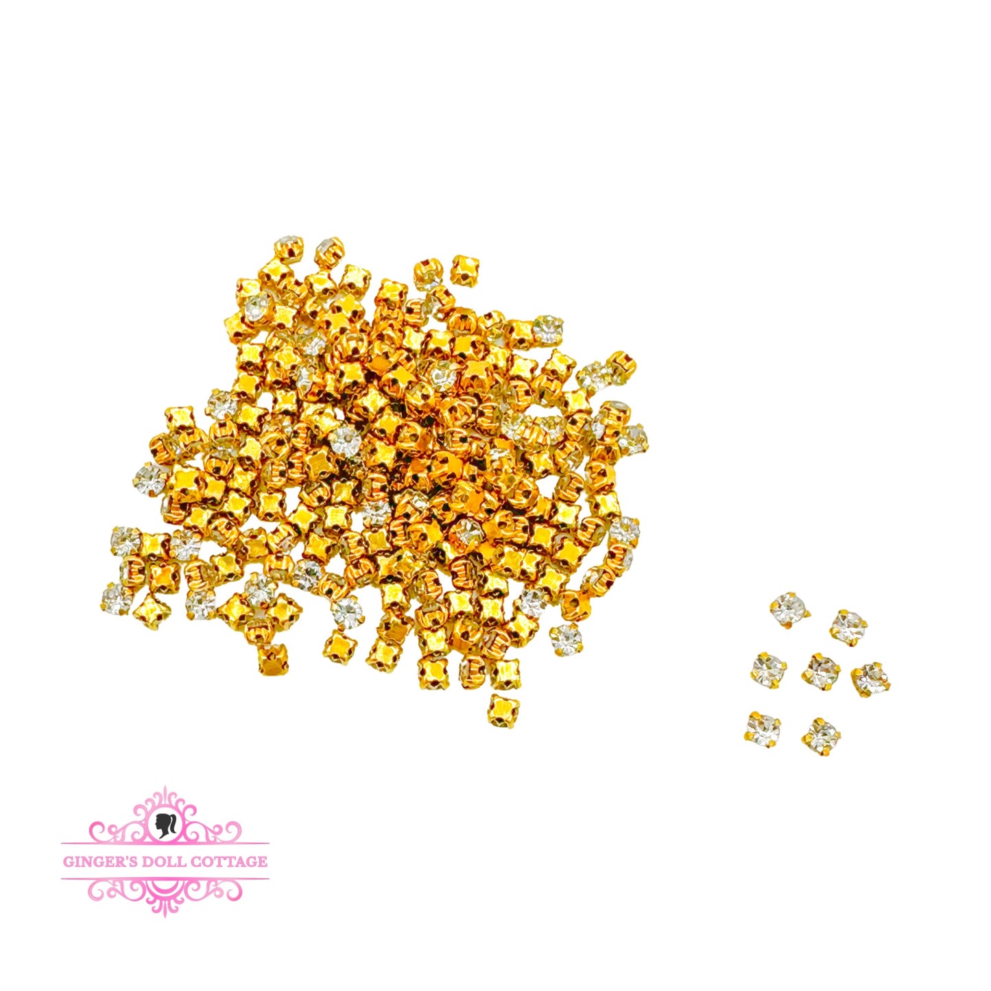 4mm Mini Clear Sew On Gold Crystal Rhinestones Doll Clothes Sewing Repair 200