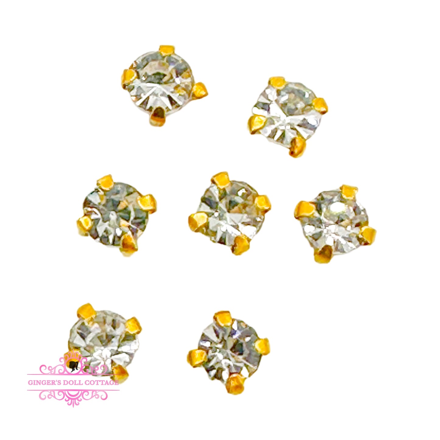 4mm Mini Clear Sew On Gold Crystal Rhinestones Doll Clothes Sewing Repair 200