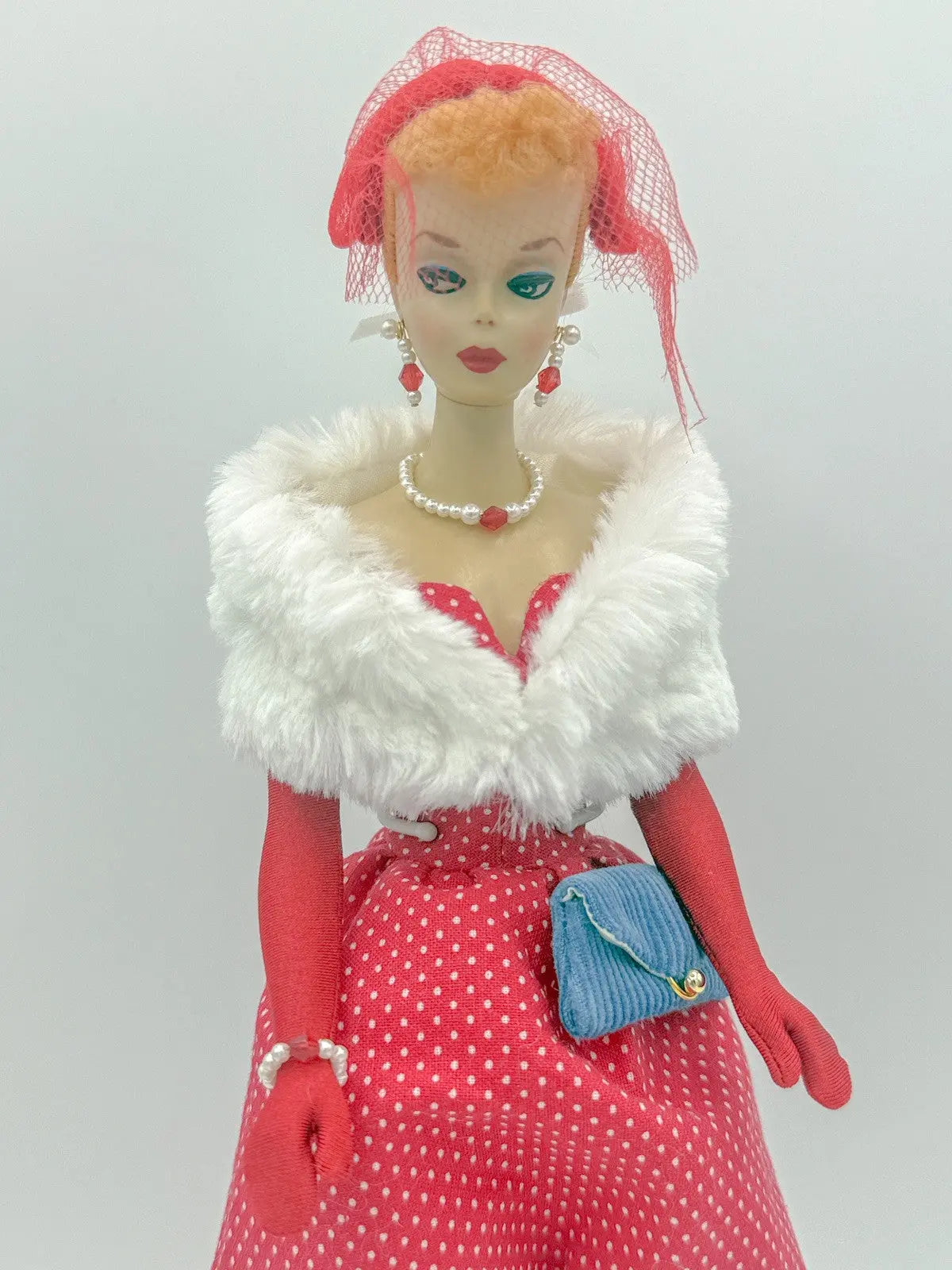 OOAK Faux Vintage Number 2 Blonde Ponytail Barbie Repaint, Gay Parisienne In Red