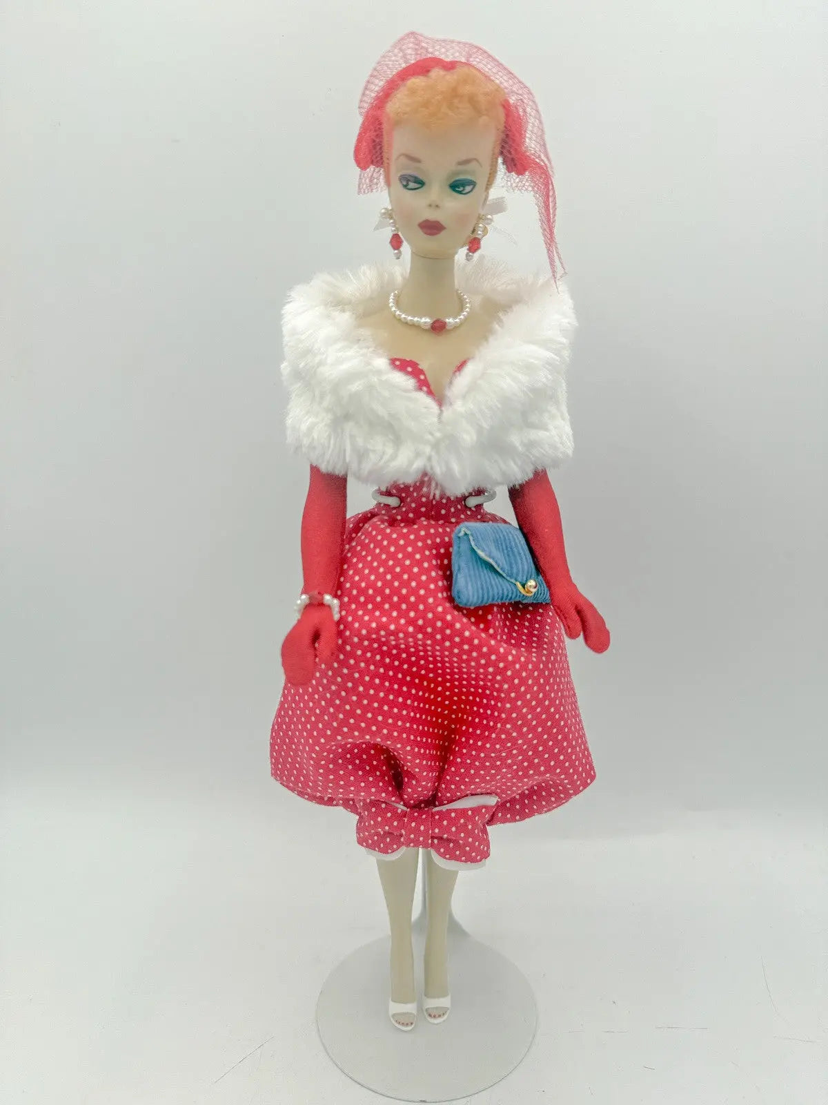 OOAK Faux Vintage Number 2 Blonde Ponytail Barbie Repaint, Gay Parisienne In Red